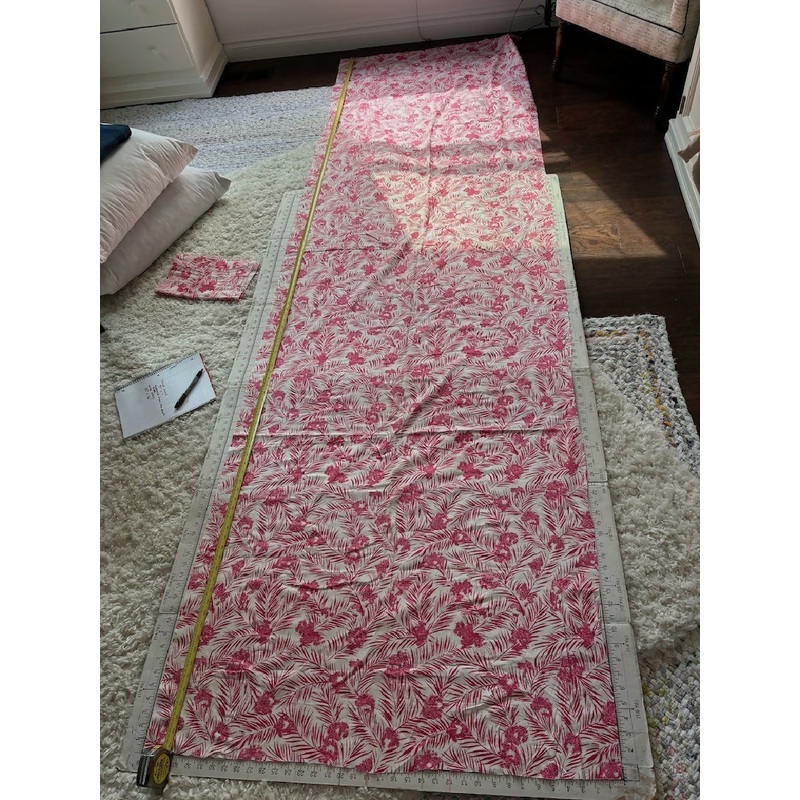 Vintage red and white tropical print fabric