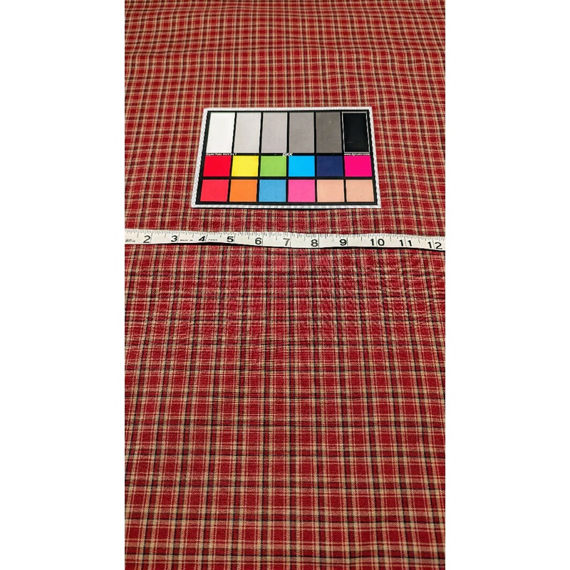 Vintage Yarn-Dyed Brick Red/Tan/Black Tartan Stretch Woven Fabric 44"W - 3 1/2 yds+