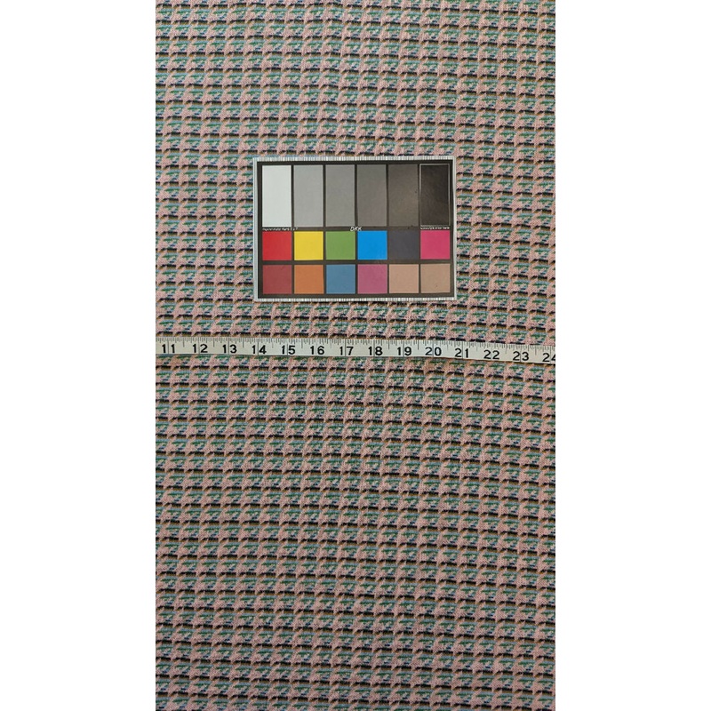 VTG Pale Pink Multicolor Houndstooth Print Double Knit Fabric 68"W - 3 1/2 yds